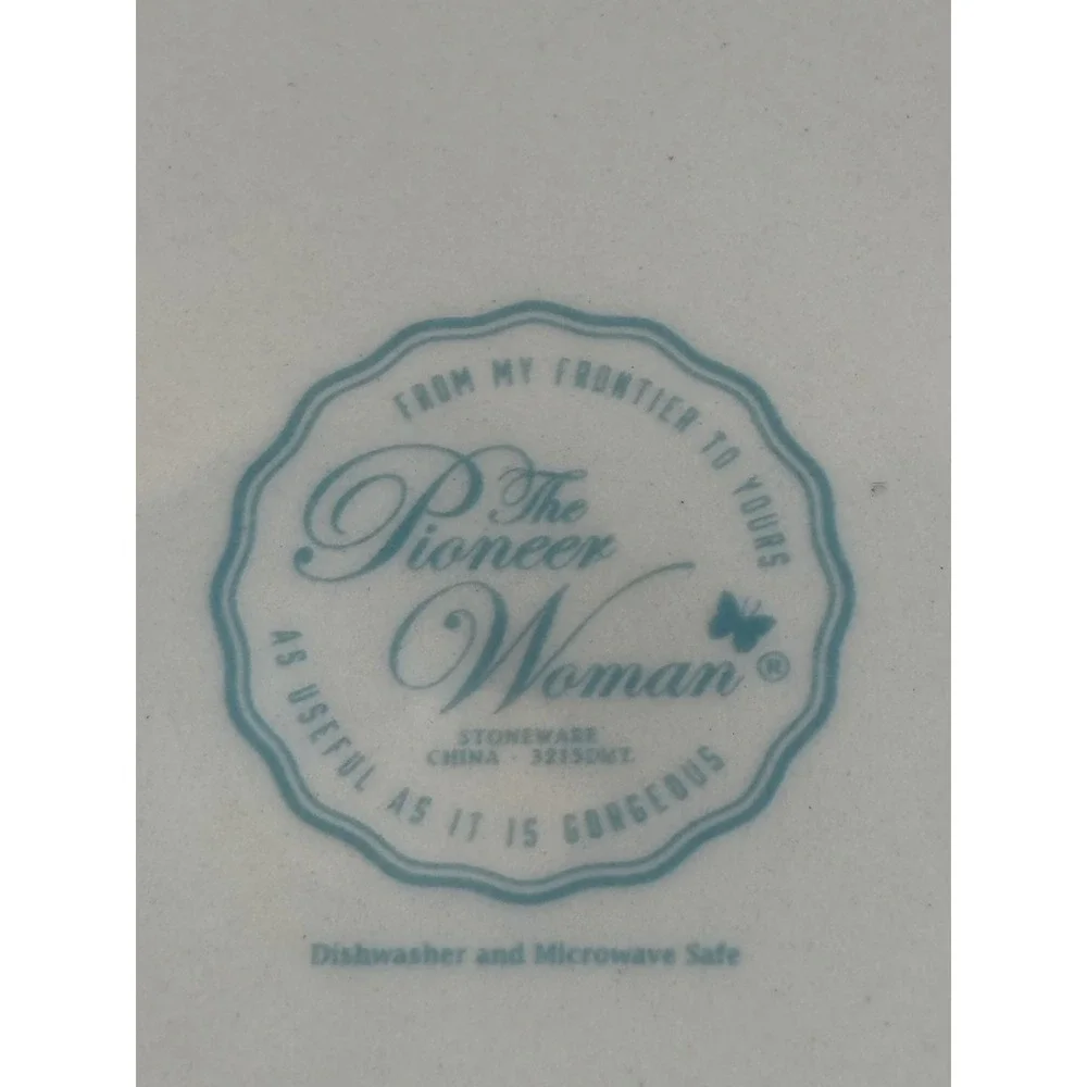 Pioneer Woman Breezy Blossom Salad Plates Set 7 Scalloped Floral Stoneware 8.5